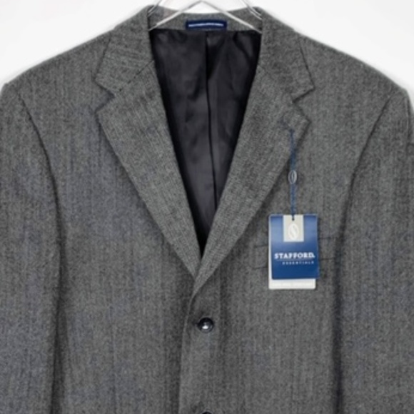 Stafford Black Herringbone Classic Fit Suit Jacket - Picture 3 of 8